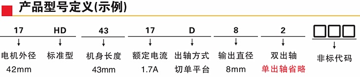 42步進電機命名規(guī)格