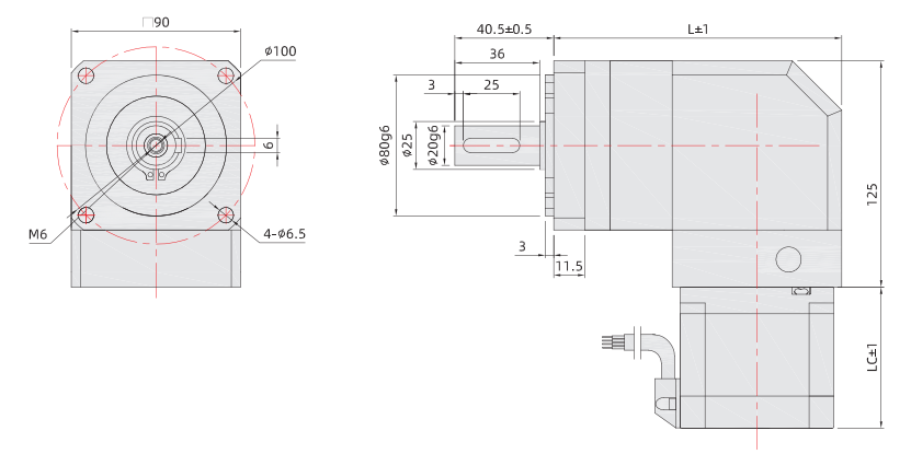 PZF86mm行星減速步進電機尺寸圖